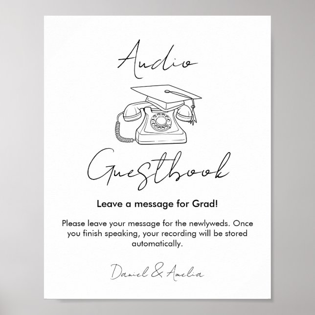 Póster Libro de firmas de audio para graduación, Libro de (Frente)