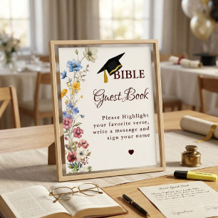 Póster Libro de firmas de Biblia para graduación, Fiesta 