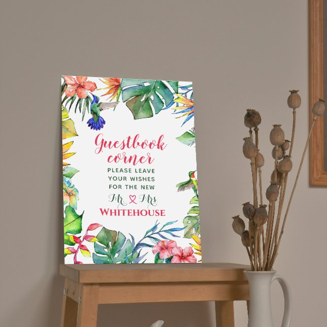 Póster Libro de firmas de boda con Acuarela de Hibisco Tr (Subido por el creador)