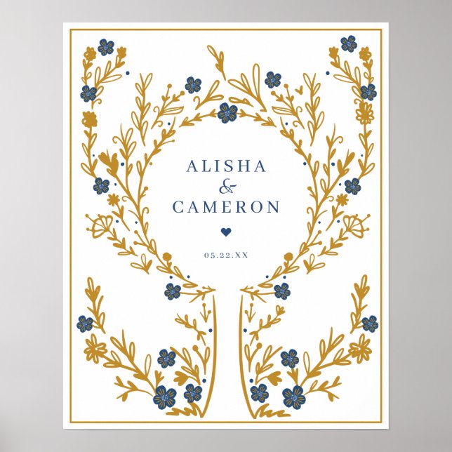 Póster Libro de firmas de boda con árbol de huellas dacti (Frente)