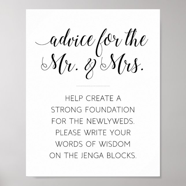 Póster Libro de firmas de boda con pieza de Jenga para fi (Frente)