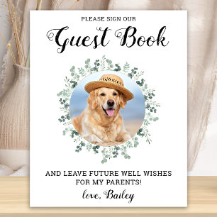 Póster Libro de firmas de boda de mascota de eucalipto de