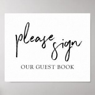 Póster Libro de Firmas de Boda Tipografía Negro