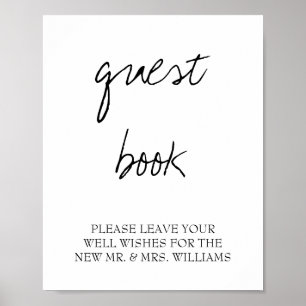 Póster Libro de firmas de bodas con caligrafía de Brittan