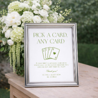 Póster Libro de firmas de cartas de juego para boda blanc