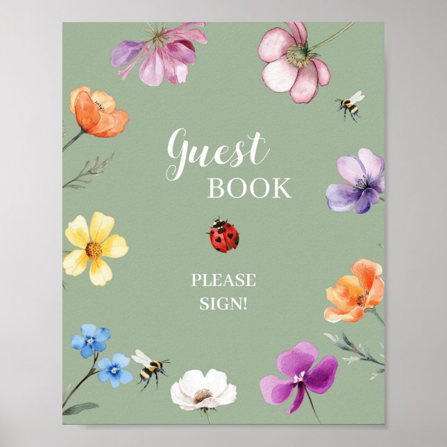 Póster Libro de firmas de fiesta de Wildflower Lovebug (Frente)