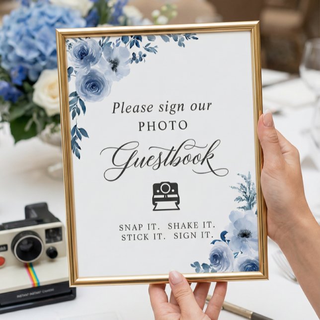 Póster Libro de Firmas de Foto Instantánea Floral Azul Po (Subido por el creador)