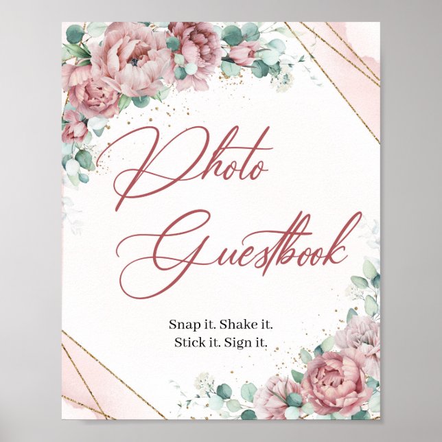 Póster Libro de firmas de fotos con juego de flores sonro (Frente)