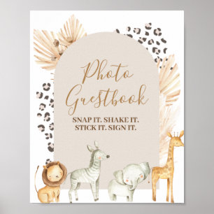 Póster Libro de firmas de fotos de acuarela de animales s