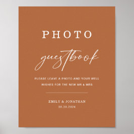Póster Libro de firmas de fotos de boda Boho Naranja Quem