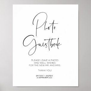 Póster Libro de firmas de fotos de boda moderno simple