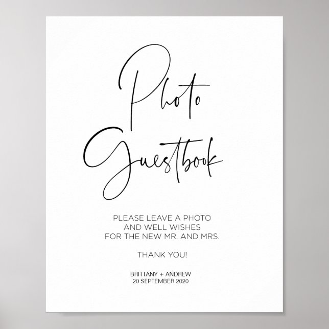 Póster Libro de firmas de fotos de boda moderno simple (Frente)