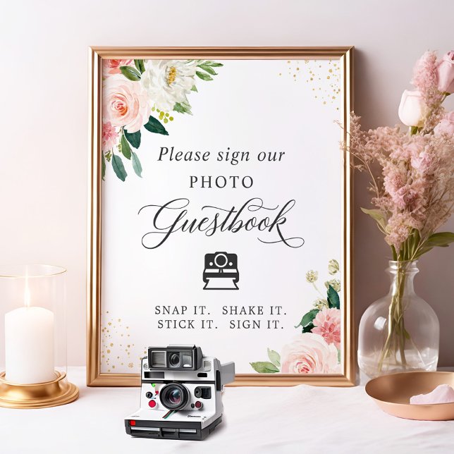 Póster Libro de firmas de fotos instantáneas Floral Rosa  (Subido por el creador)