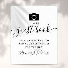 Póster Libro de firmas de fotos negro y blanco con letrer