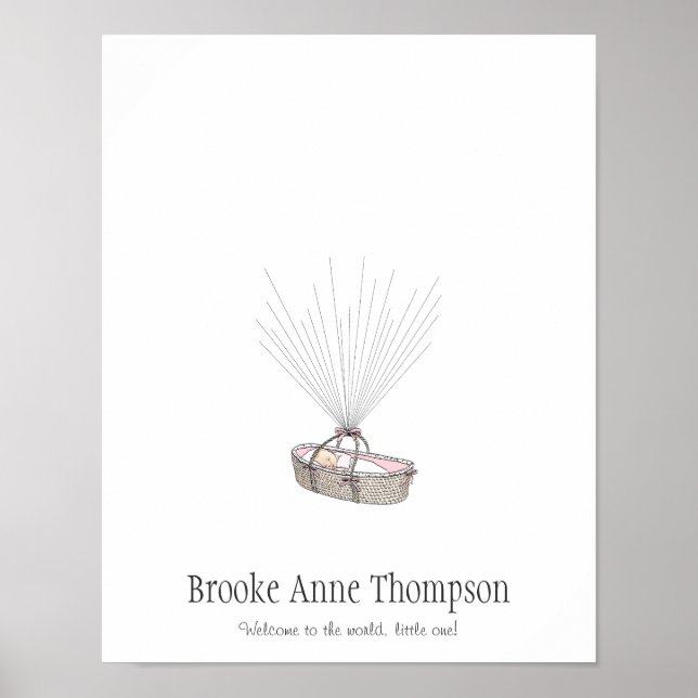 Póster Libro de firmas de globo con huella dactilar de nu (Frente)