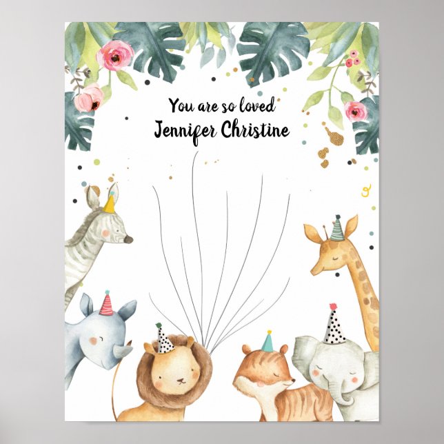 Póster Libro de firmas de huellas dactilares de animales  (Frente)