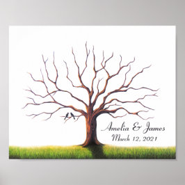 Póster Libro de firmas de huellas dactilares de boda