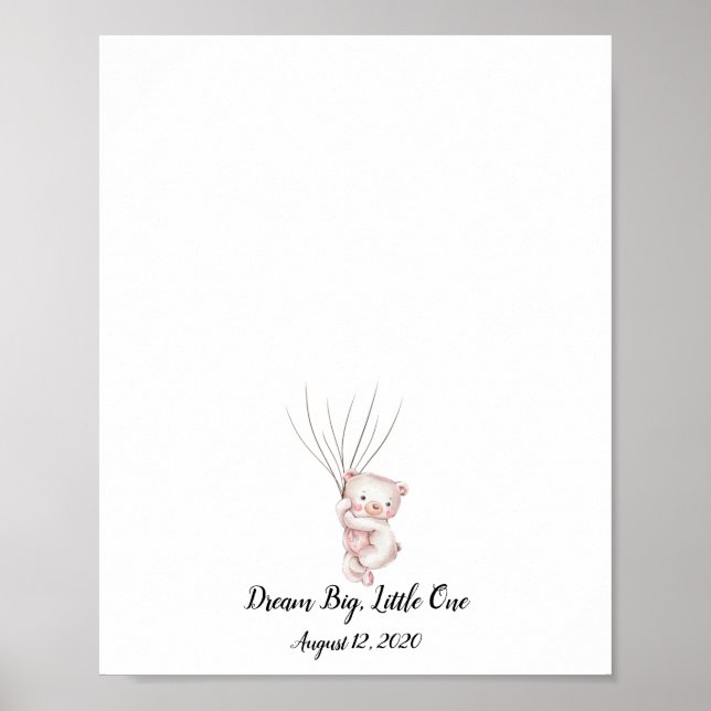 Póster Libro de firmas de huellas dactilares del osito be (Frente)