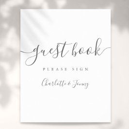 Póster Libro de firmas de invitados con guión de gris y b