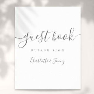 Póster Libro de firmas de invitados con guión de gris y b