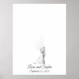 Póster Libro de firmas de invitados con huellas dactilare