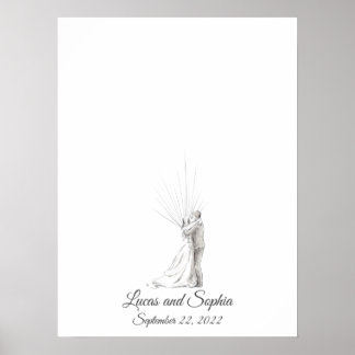 Póster Libro de firmas de invitados con huellas dactilare