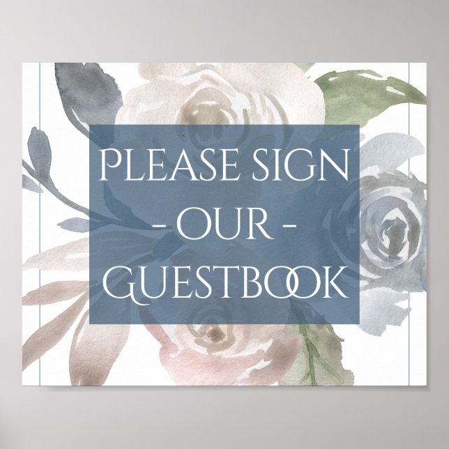 Póster Libro de firmas de invitados con ramo de flores po (Frente)