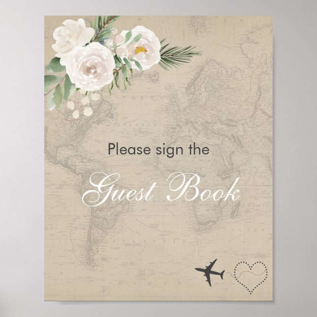 Póster Libro de firmas de la ducha de novia con mapa anti (Frente)