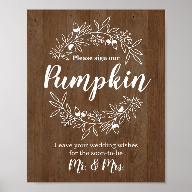 Póster Libro de firmas de nuestra boda de calabaza de com (Frente)