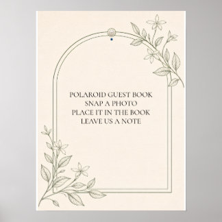 Póster Libro de firmas de Polaroid botánico de olivo para