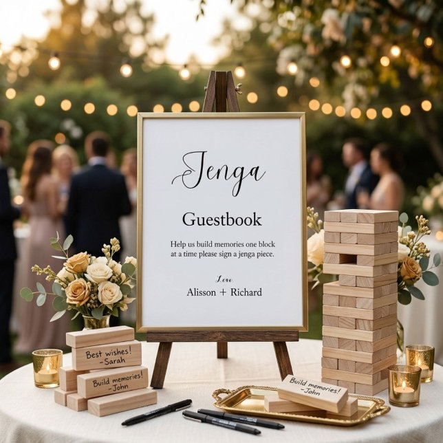 Póster Libro de firmas Jenga minimalista para boda (Subido por el creador)