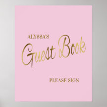 Libro de firmas para baby shower elegante en rosa