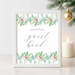 Póster Libro de firmas para boda de invierno