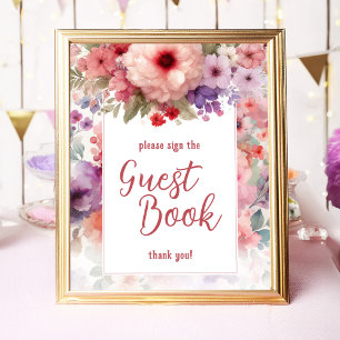 Póster Libro de firmas para fiesta de cumpleaños en jardí