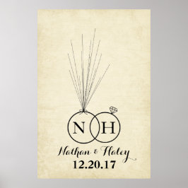 Póster Libro de firmas para invitados de boda de huella d