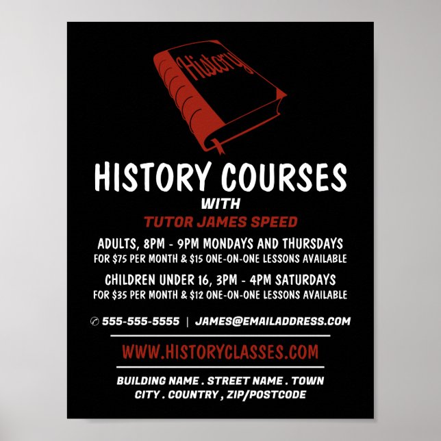 Póster Libro de historia roja, publicidad de curso de his (Frente)