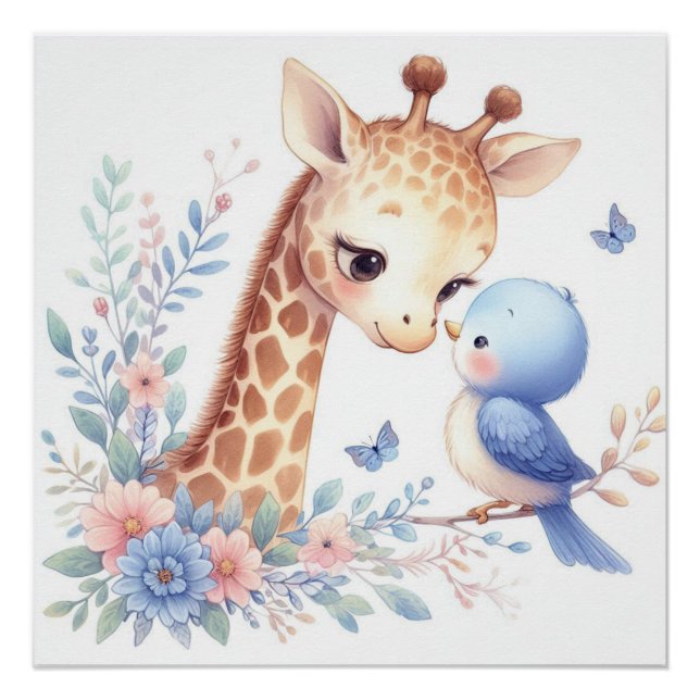 Póster Libro De Historias Woodland Babies Giraffe And Blu (Anverso)