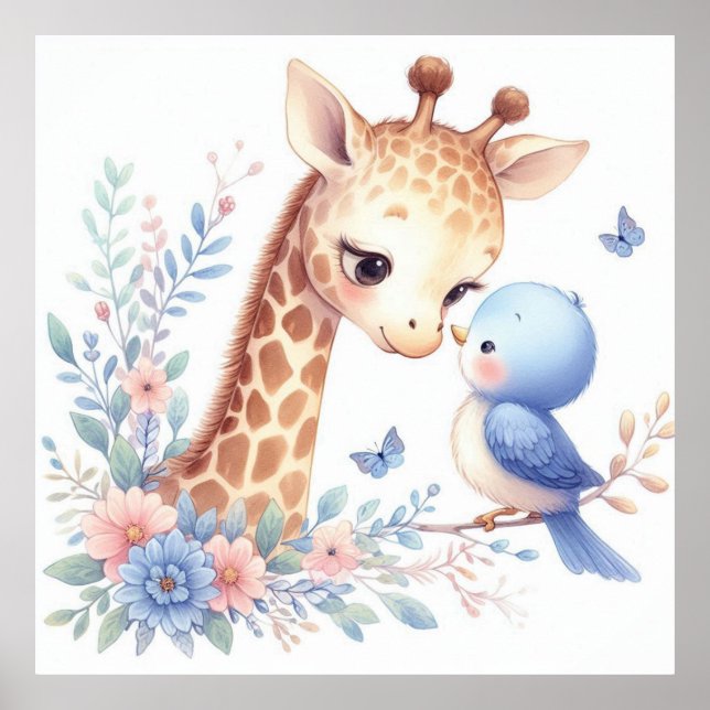 Póster Libro De Historias Woodland Babies Giraffe And Blu (Frente)