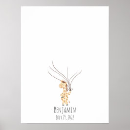 Póster Libro de huellas dactilares de bebé jirafa