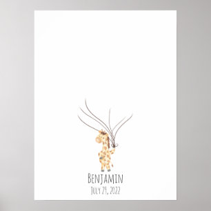 Póster Libro de huellas dactilares de bebé jirafa