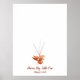 Póster Libro de huellas dactilares de zorrito para invita