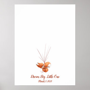 Póster Libro de huellas dactilares de zorrito para invita