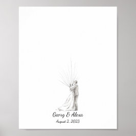 Póster Libro de ilustraciones de dibujos en tinta Boda Pa
