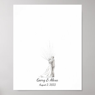 Póster Libro de ilustraciones de dibujos en tinta Boda Pa