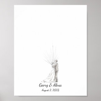 Póster Libro de ilustraciones de dibujos en tinta Boda Pa
