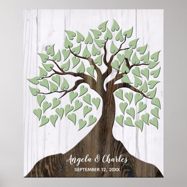 Póster Libro de invitado alternativo de árbol de madera r (Frente)