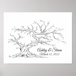 Póster Libro de invitado de árbol de huella dactilar boda