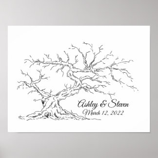 Póster Libro de invitado de árbol de huella dactilar boda