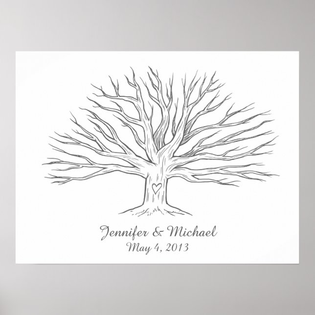 Póster Libro de invitado de árbol de huella digital ampli (Frente)
