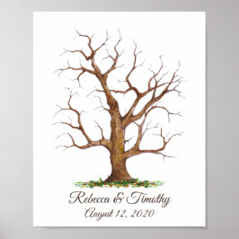 Póster Libro de invitado de árbol de huellas dactilares d